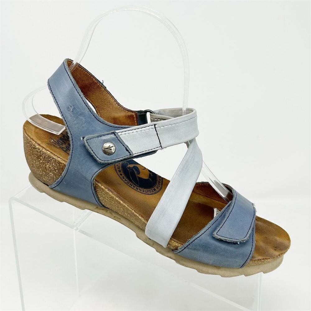 Wanda Panda Blue Slingback Strappy Sandals Size 39 (US 8.5) Casual Summer